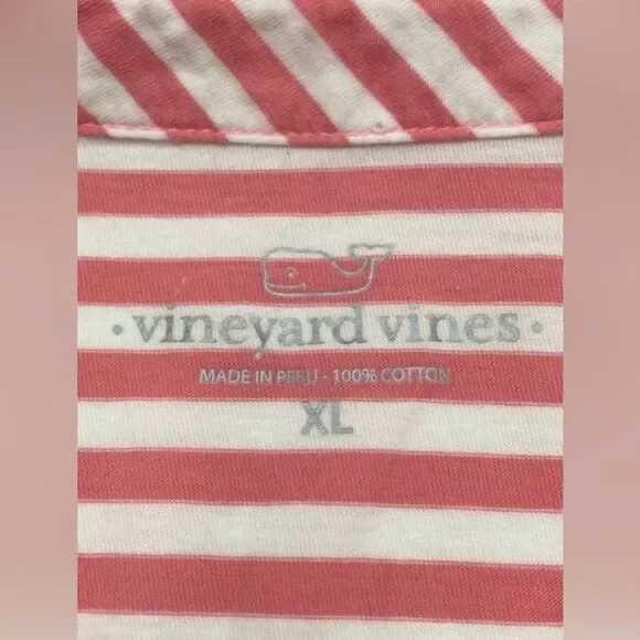 Vineyard Vines Men’s Polo Pique Shirt Short Sleeve Pink White Stripes Size XL - Picture 5 of 11